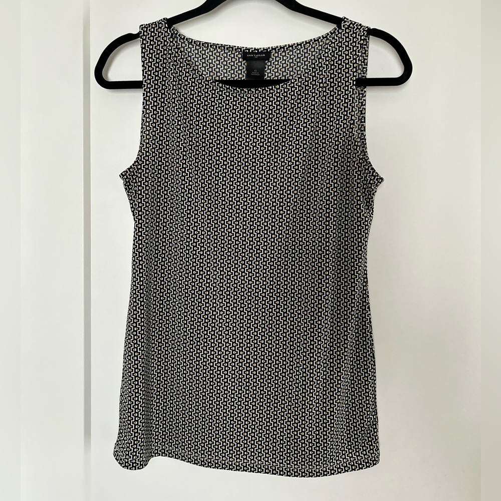 Ann Taylor Black and White Geometric Tank Top